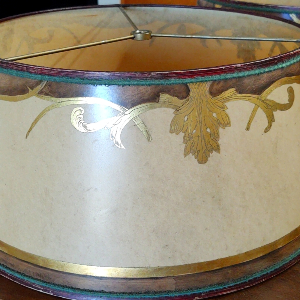 Early Century Vintage Oil Painted Lamp Shades